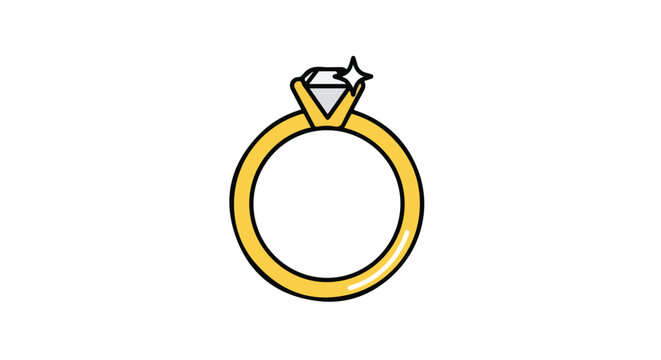 Elegant golden ring with dazzling diamond illustration conveying commitment and lasting love design for graphic usage of engagement and weddings