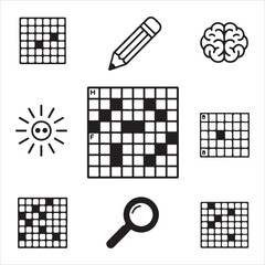 crossword puzzle vector art icons packs silhouette 9 sampol disign black and white backgrount icon set