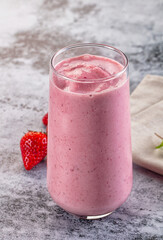 Strawberry smoothie milk shake glass