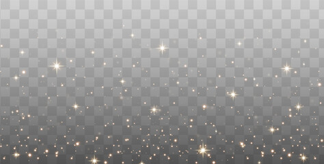 Gold, star, light, luxury, glitter blend in a festive Overlay PNG. Sparkle, shine, and glow with falling magic dust and shimmering particles. Elegant PNG on transparent background for Christmas © Sergey