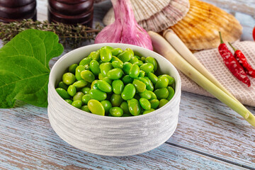 Edamame beans in the bowl