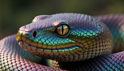 Fototapeta premium Close-up of Snake Head with Glittering Scales