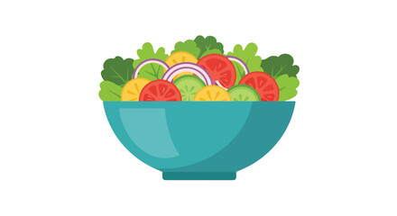 Colorful and fresh salad in a bowl illustration suitable for health and wellness marketing materials or culinary blog content design