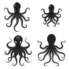 A Compilation of Octopus Illustrations Diverse Depictions of Cephalopods with Varied Tentacle Styles and Designs
