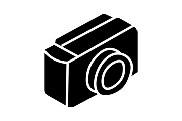 The icon is illustrated in an isometric perspective, featuring a rectangular body with a prominent circular lens on the front.