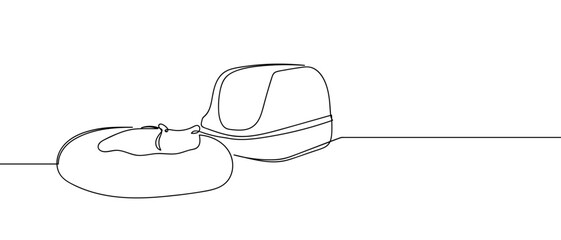 Cat supplies, continuous hand drawn doodle line art vector, stroke can be edited.