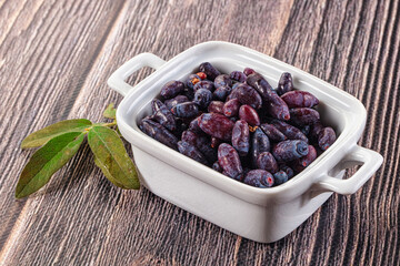 Sweet juicy ripe honeysuckle berries