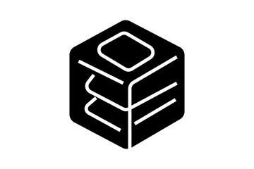 The icon features a 3D hexagonal shape representing multiple layers of data storage, symbolizing databases, servers, or cloud computing technology.
