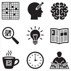 crossword puzzle vector art icons packs silhouette 9 sampol disign black and white backgrount icon set