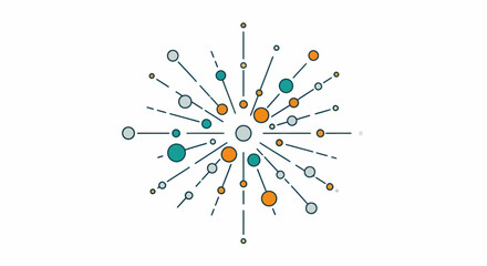 Abstract Sunburst Design Element With Connected Nodes Lines