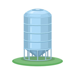Cartoon Vector of Agricultural Storage Silo Isolated on White Background