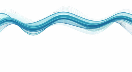 Elegant Wavy Lines Abstract Design In Blue Shades On White Background