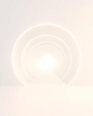 Obraz premium Abstract Futuristic Light Tunnel in White Gradient Space