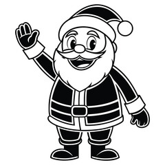 A black silhouette of a Santa waving