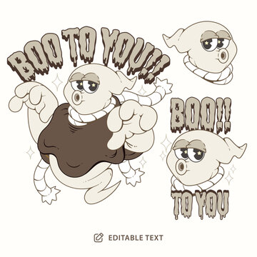 Boo Ghost Vintage Cartoon Halloween