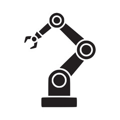 Isolated illustration of a dark blue robotic arm with joints on a plain white background design art