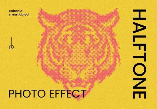 Halftone Photo Effect Mockup Template for Retro Pop Art Style