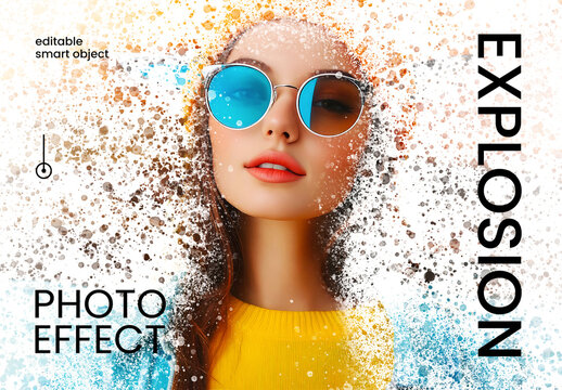 Paint Explosion Dispersion Photo Effect Mockup