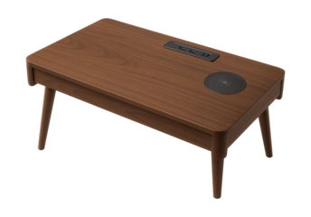 A writing desk featuring a built-in charging station for convenient device power.