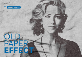 Vintage Old Paper Photo Effect Template with Realistic Texture and Grunge Detailing