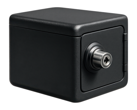 Compact waterproof safe with a tubular lock, ideal for securing electronics at home.