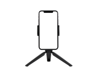 Smartphone on a small tripod isolated on transparent background new png