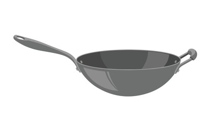 Sleek grey wok with elongated handle and support handle, culinary utensil designed for stir-frying, cooking precision, and kitchen efficiency made