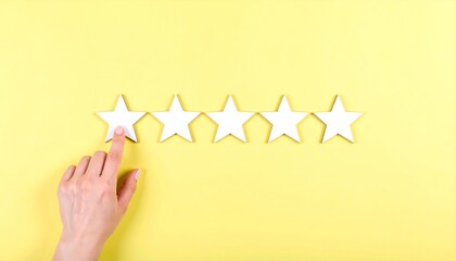Hand Showing on Five Star Excellent Rating for Customer Experience Concept