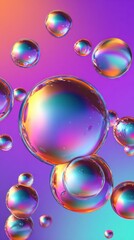 Iridescent Bubbles on Gradient Background