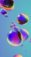 Colorful Abstract Bubbles Against Blue Background