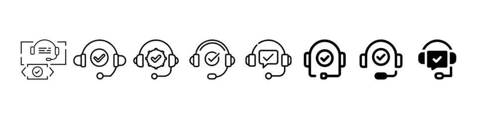 Technical Assistance icon, Help Desk, Headset Communication, Collection of customer support, call center, help desk icons, headset, service, communication symbols outline and filled vector styles