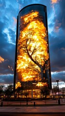 Fototapeta premium Breathtaking reflection of nature and architecture urban landscape digital art evening sky aesthetic perspective