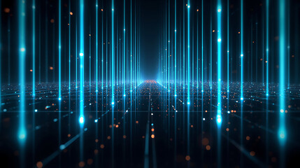 Futuristic Abstract Network Technology Background with Glowing Blue Lines and Data Particles for Innovation
