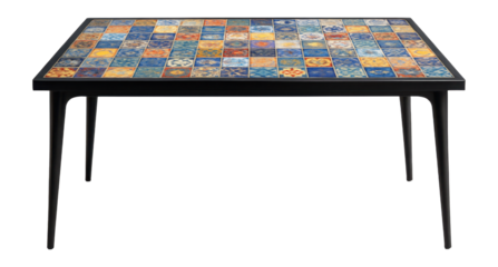 A colorful mosaic-tiled table perfect for a city rooftop garden.