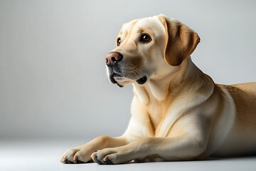 Golden Labrador Retriever resting peacefully, perfect for pet lovers or animal-themed projects, conveying loyalty, companionship, and gentle nature