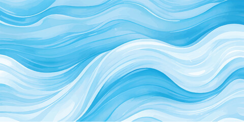 Soft Blue Ocean Wave Watercolor Texture with Gentle Curves, White Fluid Layers, and Abstract Marine Movement for Peaceful Summer Background Design