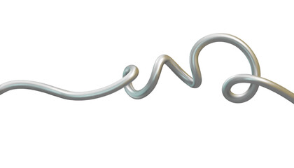 Obraz premium Trendy abstract chrome shape bg. Metal chrome pipe, curved y2k glossy design element