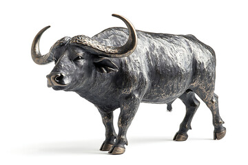 Majestic bronze African buffalo statue showcasing strength and resilience, a symbol of wildlife conservation and power, perfect for nature themes