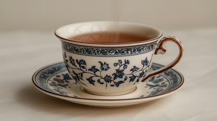 Fototapeta premium a vintage porcelain tea cup filled with herbal tea