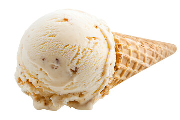 Delicious vanilla ice cream cone, perfect for summer treats and dessert promotions, evoking joy and nostalgia for hot days and sweet indulgence