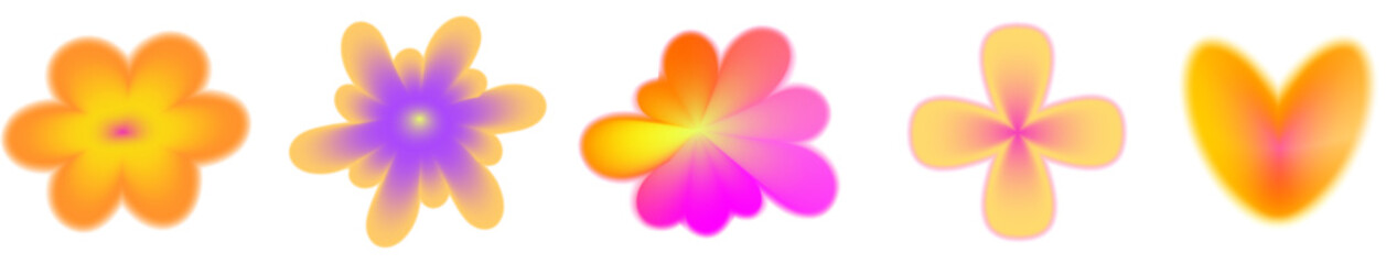 Abstract y2k flower in pastel gradient style. Soft blur aura y2k and glowing shape element create a vivid blur gradient vector effect.