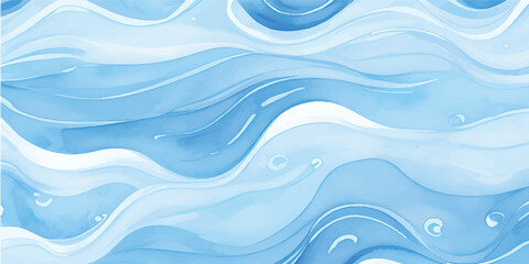 Soft Blue and White Abstract Watercolor Ocean Wave Texture Background with Gentle Flowing Lines and Fluid Marine Pattern for Calm Sea Design Themes