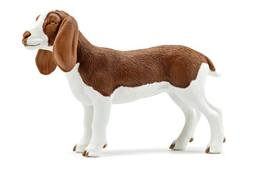 Adorable brown and white goat figure, perfect for farm animal themes and educational resources, adding a touch of countryside charm and playful innocence