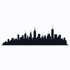 Obraz premium Dramatic black skyline illustration of a city against a white background silhouette