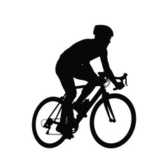 Obraz premium Cyclist riding a road bike in a dynamic pose silhouette
