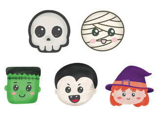 halloween  character face set