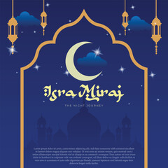 Isra mi'raj banner vector illustration the night journey