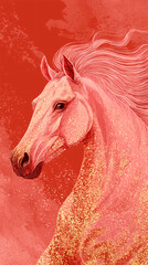 Watercolor portrait wallpaper of a horse 