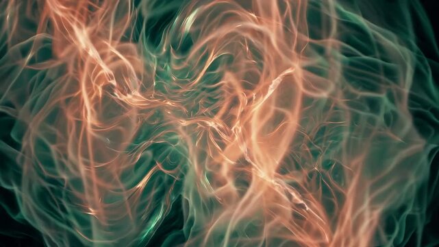 Abstract light patterns flow seamlessly, creating mesmerizing visuals with vibrant colors and dynamic movement, capturing the essence of ethereal energy in a continuous motion sequence