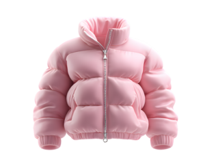 Pink puffer jacket isolated on transparent background